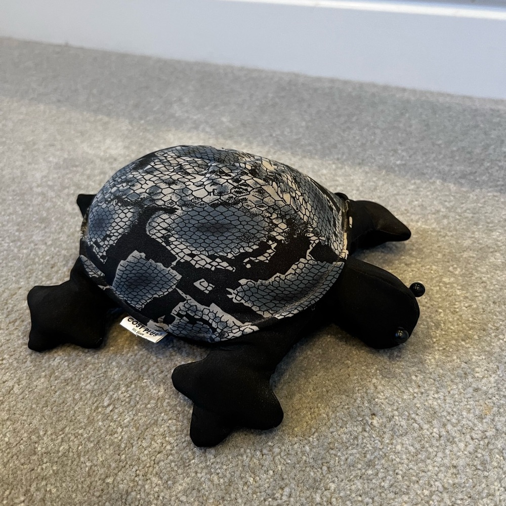 Vintage Cost Plus Blue & Black Turtle Bean Bag Plushie Stuffed Animal - Picture 5 of 11